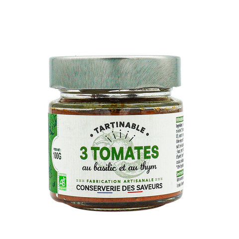 TARTINABLE AUX 3 TOMATES AU THYM ET BASILIC BIO 100G